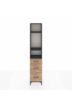 Arges Dolap 3 Raflı 3 Çekmeceli 44x30x221 Antrasit-Çam