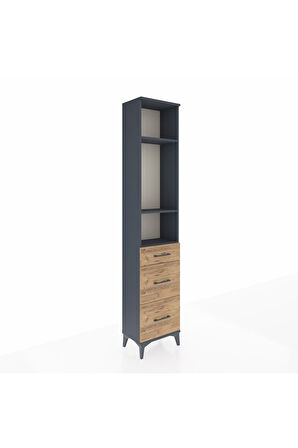 Arges Dolap 3 Raflı 3 Çekmeceli 44x30x221 Antrasit-Çam