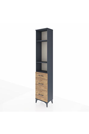 Arges Dolap 3 Raflı 3 Çekmeceli 44x30x221 Antrasit-Çam