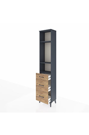 Arges Dolap 3 Raflı 3 Çekmeceli 44x30x221 Antrasit-Çam