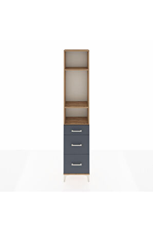 Arges Dolap 3 Raflı 3 Çekmeceli 44x30x221 Çam-Antrasit