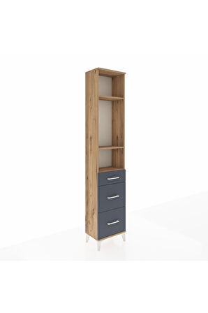 Arges Dolap 3 Raflı 3 Çekmeceli 44x30x221 Çam-Antrasit