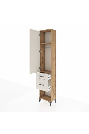 Arges Dolap 2 Raflı 2 Çekmeceli Tek Askılı 44x30x221 Çam-Aytaşı