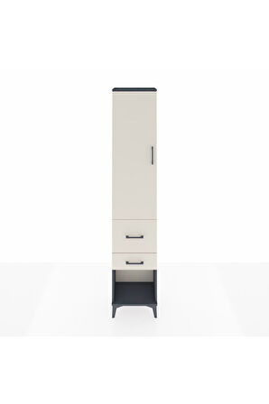 Arges Dolap 2 Raflı 2 Çekmeceli Tek Askılı 44x30x221 Antrasit-Aytaşı