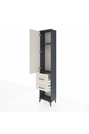 Arges Dolap 2 Raflı 2 Çekmeceli Tek Askılı 44x30x221 Antrasit-Aytaşı