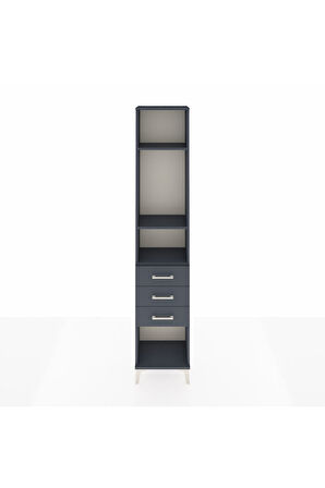 Arges Dolap 3 Raflı 3 Çekmeceli 44x30x221 Antrasit-Antrasit