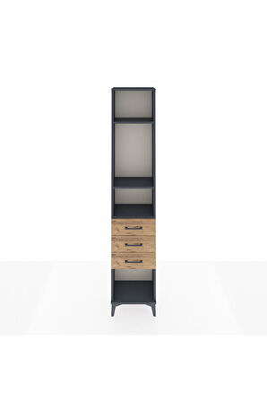 Arges Dolap 3 Raflı 3 Çekmeceli 44x30x221 Antrasit-Çam