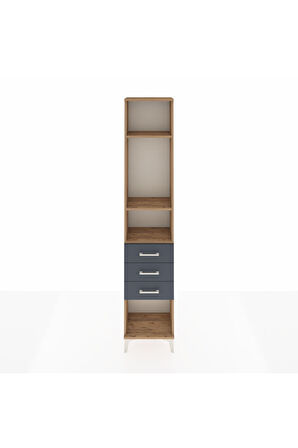 Arges Dolap 3 Raflı 3 Çekmeceli 44x30x221 Çam-Antrasit