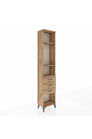 Arges Dolap 3 Raflı 3 Çekmeceli 44x30x221 Çam-Çam