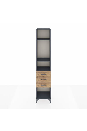 Arges Dolap 3 Raflı 3 Çekmeceli 44x30x221 Antrasit-Çam