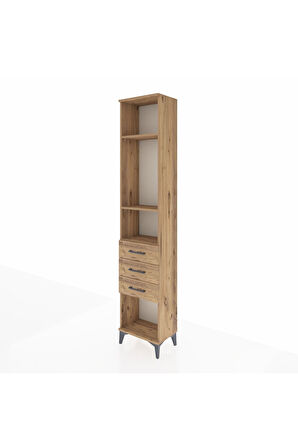 Arges Dolap 3 Raflı 3 Çekmeceli 44x30x221 Çam-Çam