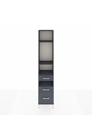 Arges Dolap 4 Raflı 3 Çekmeceli 44x30x221 Antrasit-Antrasit