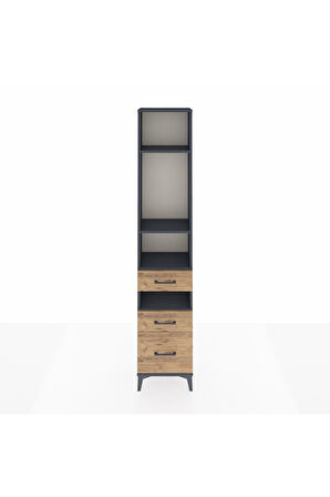 Arges Dolap 4 Raflı 3 Çekmeceli 44x30x221 Antrasit-Çam