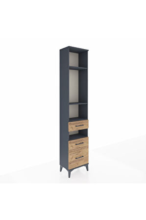 Arges Dolap 4 Raflı 3 Çekmeceli 44x30x221 Antrasit-Çam