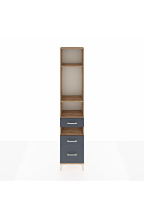 Arges Dolap 4 Raflı 3 Çekmeceli 44x30x221 Çam-Antrasit