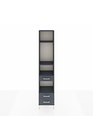 Arges Dolap 4 Raflı 3 Çekmeceli 44x30x221 Antrasit-Antrasit