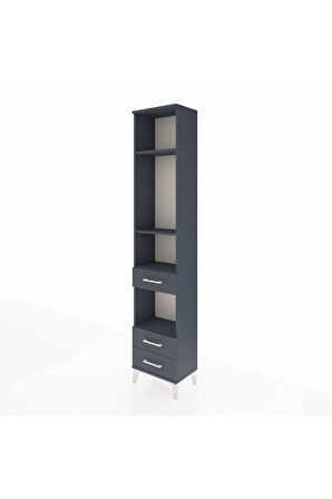 Arges Dolap 4 Raflı 3 Çekmeceli 44x30x221 Antrasit-Antrasit