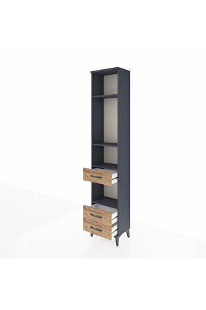 Arges Dolap 4 Raflı 3 Çekmeceli 44x30x221 Antrasit-Çam