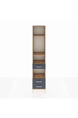 Arges Dolap 4 Raflı 3 Çekmeceli 44x30x221 Çam-Antrasit