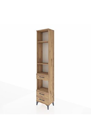 Arges Dolap 4 Raflı 3 Çekmeceli 44x30x221 Çam-Çam