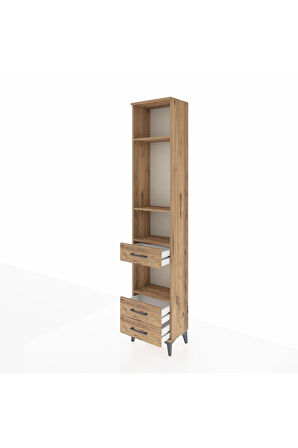 Arges Dolap 4 Raflı 3 Çekmeceli 44x30x221 Çam-Çam