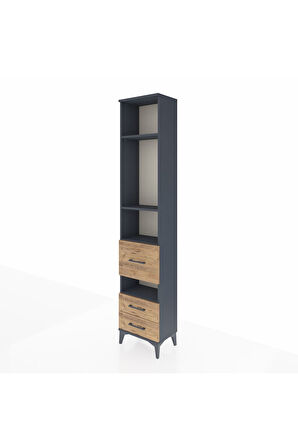 Arges Dolap 4 Raflı 3 Çekmeceli 44x30x221 Antrasit-Çam