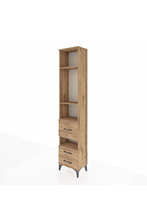Arges Dolap 4 Raflı 3 Çekmeceli 44x30x221 Çam-Çam