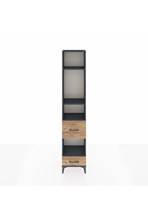 Arges Dolap 4 Raflı 2 Çekmeceli 44x30x221 Antrasit-Çam