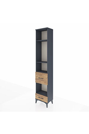 Arges Dolap 4 Raflı 2 Çekmeceli 44x30x221 Antrasit-Çam