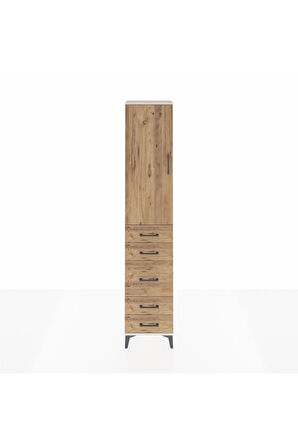 Arges Dolap 3 Raflı 5 Çekmeceli Tek Kapaklı 44x30x221 Aytaşı-Çam