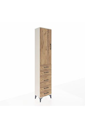 Arges Dolap 3 Raflı 5 Çekmeceli Tek Kapaklı 44x30x221 Aytaşı-Çam