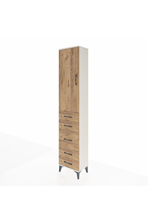 Arges Dolap 3 Raflı 5 Çekmeceli Tek Kapaklı 44x30x221 Aytaşı-Çam