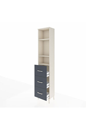 Arges Dolap 3 Raflı 3 Çekmeceli 44x30x221 Aytaşı-Antrasit