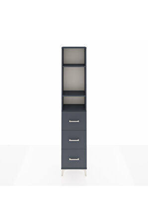 Arges Dolap 3 Raflı 3 Çekmeceli 44x30x221 Antrasit-Antrasit