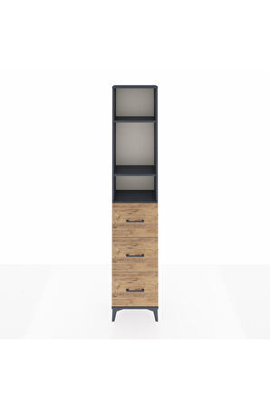 Arges Dolap 3 Raflı 3 Çekmeceli 44x30x221 Antrasit-Çam