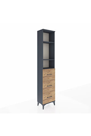 Arges Dolap 3 Raflı 3 Çekmeceli 44x30x221 Antrasit-Çam