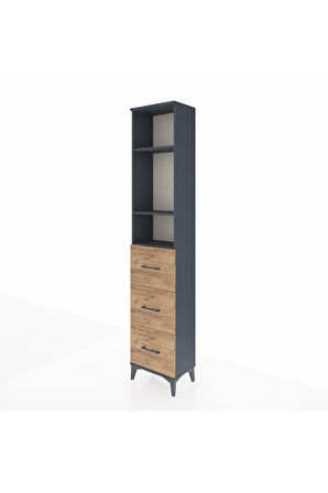 Arges Dolap 3 Raflı 3 Çekmeceli 44x30x221 Antrasit-Çam