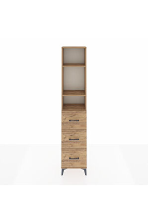 Arges Dolap 3 Raflı 3 Çekmeceli 44x30x221 Çam-Çam