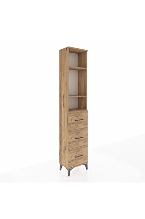 Arges Dolap 3 Raflı 3 Çekmeceli 44x30x221 Çam-Çam