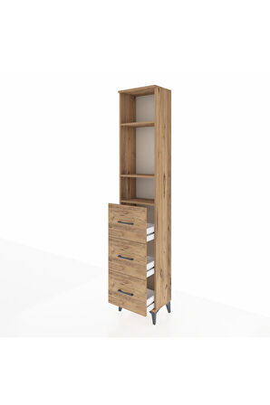 Arges Dolap 3 Raflı 3 Çekmeceli 44x30x221 Çam-Çam