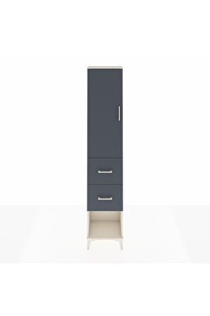 Arges Dolap 2 Raflı 2 Çekmeceli Tek Askılı 44x30x221 Aytaşı-Antrasit
