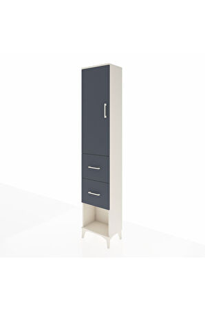 Arges Dolap 2 Raflı 2 Çekmeceli Tek Askılı 44x30x221 Aytaşı-Antrasit