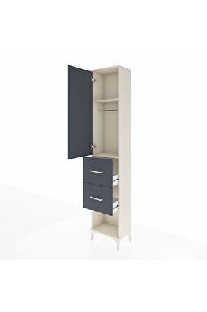 Arges Dolap 2 Raflı 2 Çekmeceli Tek Askılı 44x30x221 Aytaşı-Antrasit