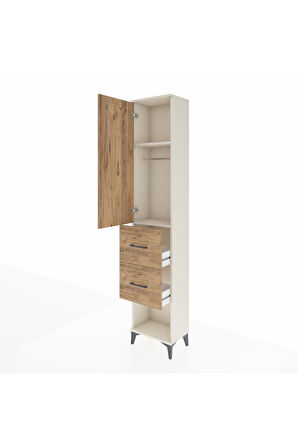 Arges Dolap 2 Raflı 2 Çekmeceli Tek Askılı 44x30x221 Aytaşı-Çam
