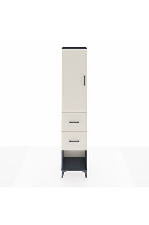 Arges Dolap 2 Raflı 2 Çekmeceli Tek Askılı 44x30x221 Antrasit-Aytaşı