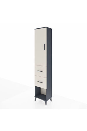 Arges Dolap 2 Raflı 2 Çekmeceli Tek Askılı 44x30x221 Antrasit-Aytaşı