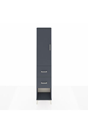 Arges Dolap 2 Raflı 2 Çekmeceli Tek Askılı 44x30x221 Antrasit-Antrasit