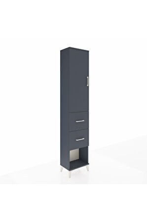 Arges Dolap 2 Raflı 2 Çekmeceli Tek Askılı 44x30x221 Antrasit-Antrasit