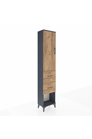 Arges Dolap 2 Raflı 2 Çekmeceli Tek Askılı 44x30x221 Antrasit-Çam