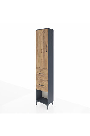 Arges Dolap 2 Raflı 2 Çekmeceli Tek Askılı 44x30x221 Antrasit-Çam